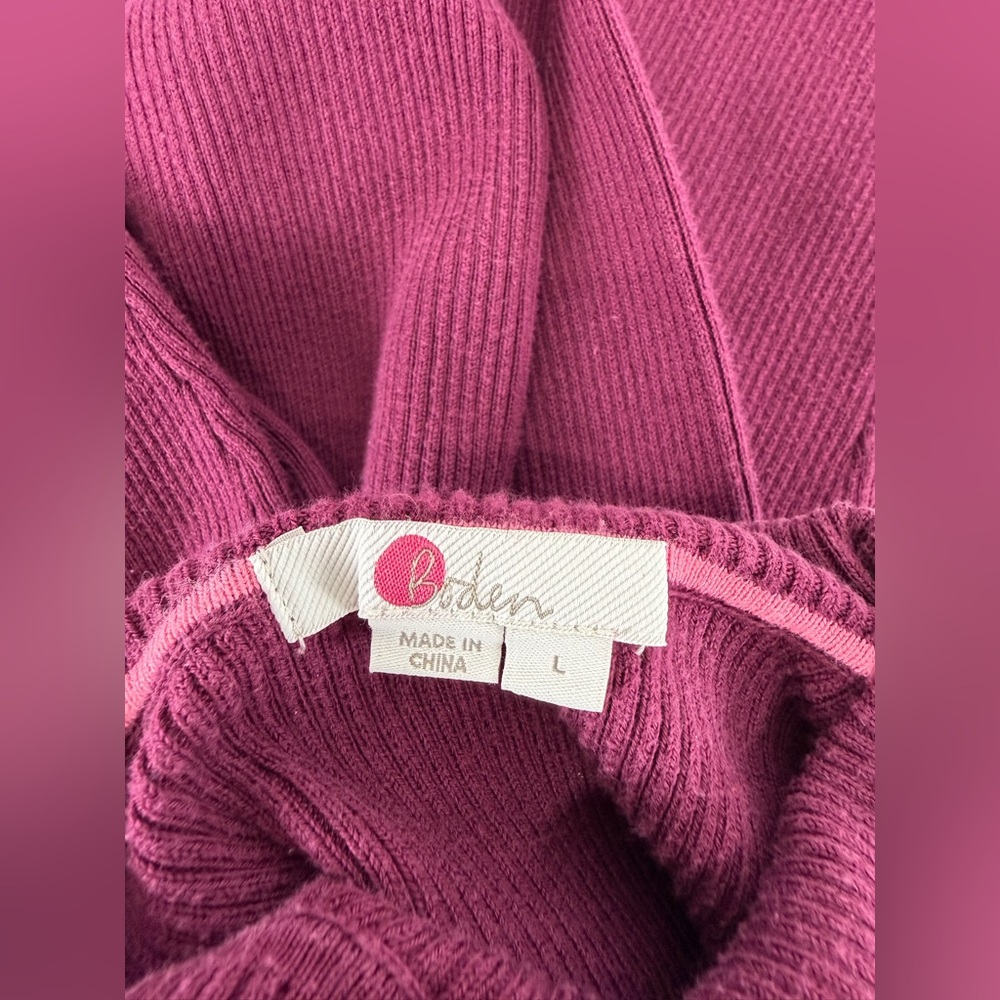 Boden Emilia Roll Neck Cranberry‎ Red Longsleeve Ribbed Sweater Size L - Picture 4 of 8
